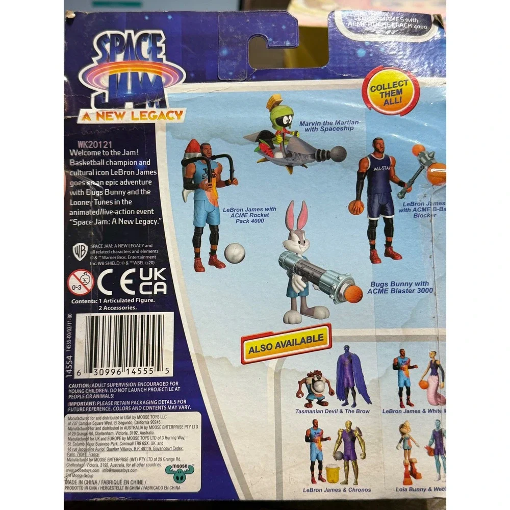 Moose Toys Space Jam LeBron James Kids OS Blue New Acme Rocket Pack 4000 Figure